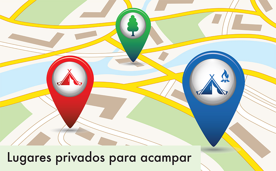 Set of tourism service map pointers on map